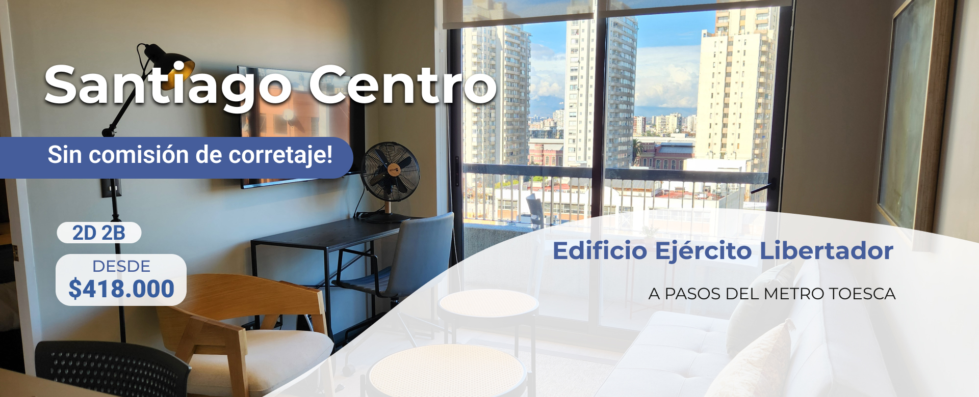 Arriendo departamento santiago centro metro toesca