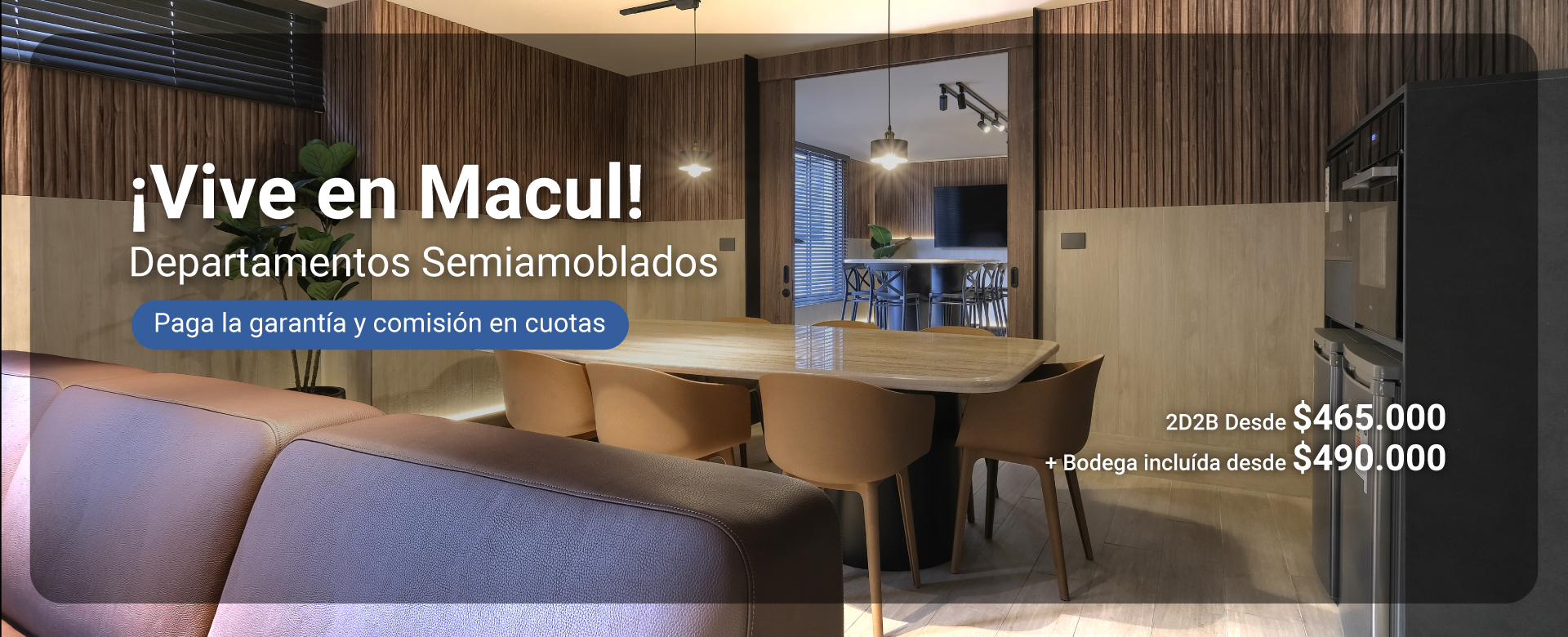Arriendo departamento en Quilín Macul semiamoblado 1 y 2 dormitorios
