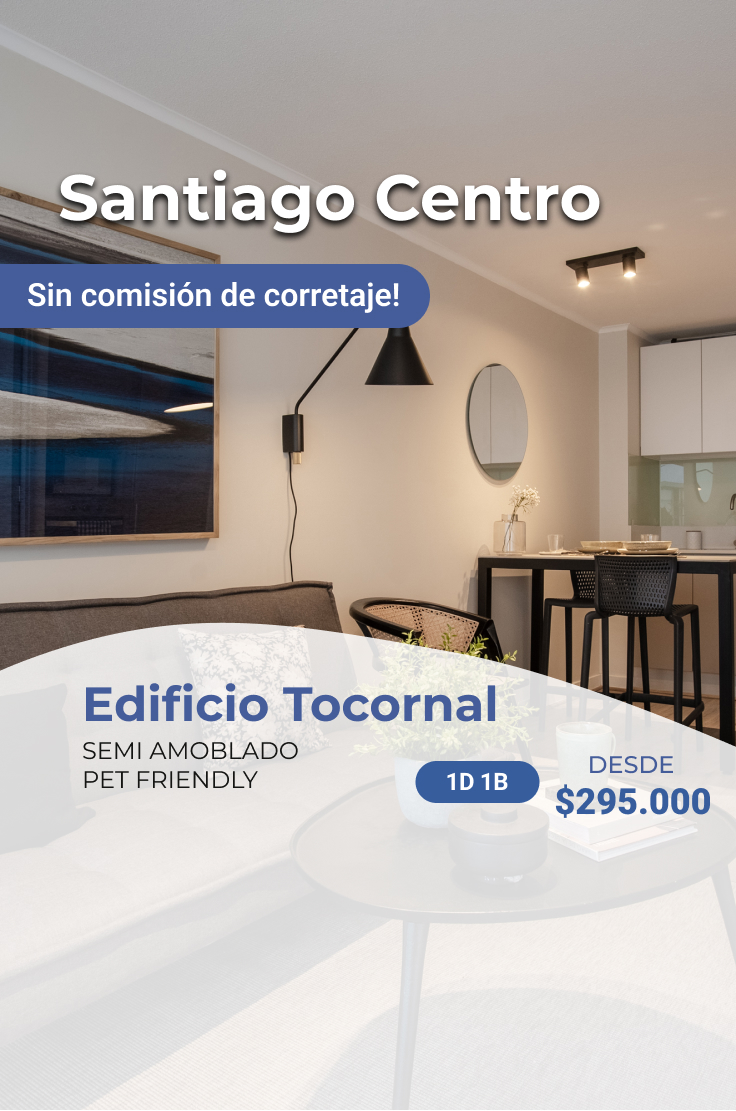 Tcornal Arriendo departamento santiago centro semi amoblado un dormitorio familia arrendar cerca del metro primer mes de arriendo gratis departamento nuevo edificio con espacios comunes segur