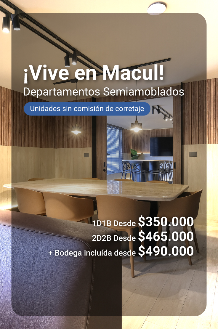 arrienda en macul departamentos semiamoblados 1 y 2 dormitorios sin comisión o primer mes gratis con aval o sin aval
