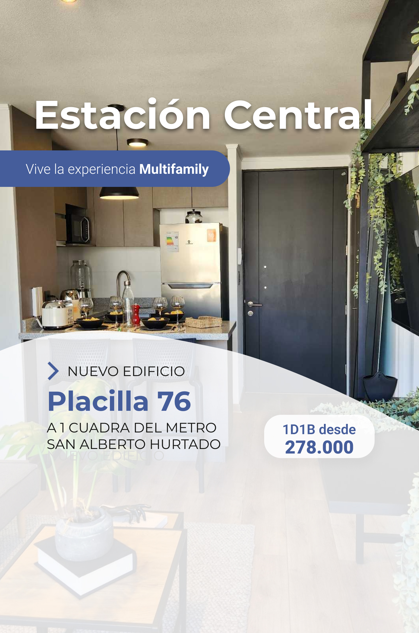 Arriendo departamento estación central 1 dormitorio 1 baño sin comisión y semiamoblado disponible en junio